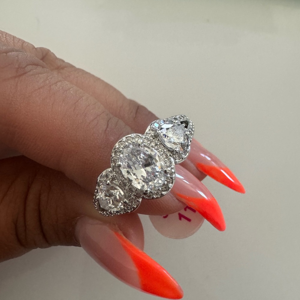 Bomo Party CZ ring on Rhodium Plating SIZE 11